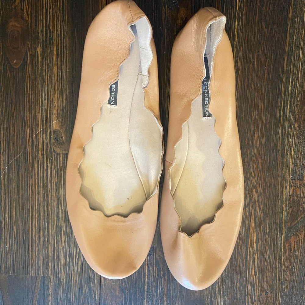 French Connection Scalloped Leather Flats